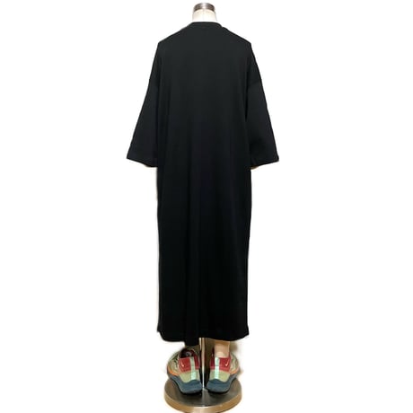 Linen ya"Half Sleeve T-shirs onepiece"(black)women' s