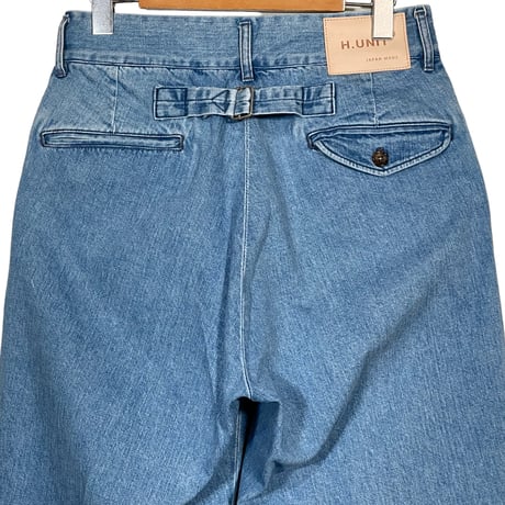H.UNIT "denim two tuck trousers"(light indigo)unisex