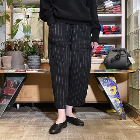 TigreBrocante"herringbone stripe myao 9分丈 pants“(black)women's