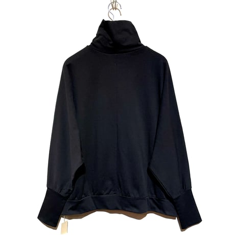 Linen ya"cotton×silk dolman sleeve high neck"(black)women's