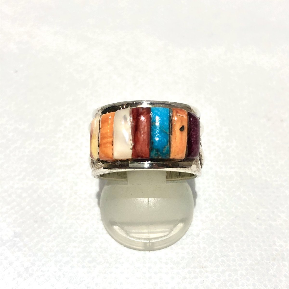 indian jewelry “ray adakai(navajo) “ muti inlay