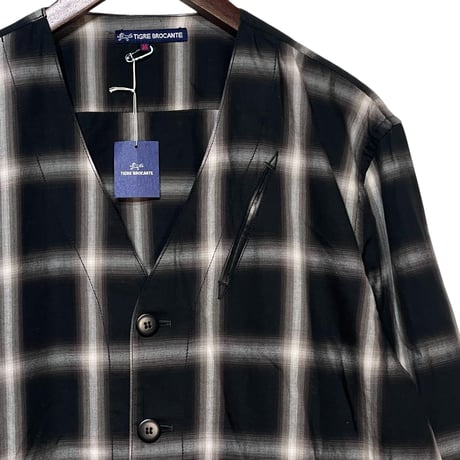 TigreBrocante"ombre check flap cardigan"(black)unisex