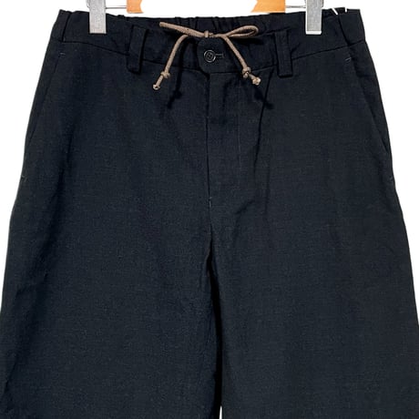 COLINA"CAPERTICA Washable Wool Gaba / Loosey Trousers (BLACK NAVY)unisex