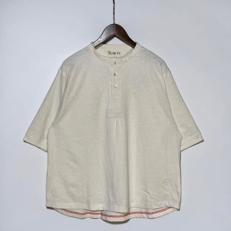 Slow Hands "hemp×cotton lantern sleeve henley"(natural)unisex