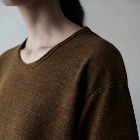 COLINA "CAPERTICA"Natural Dyed Linen Heavy Jersey Solid H/S Tee(赤墨)unisex