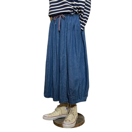 TigreBrocante"6oz denim barrel long  skirt"(fade)women's