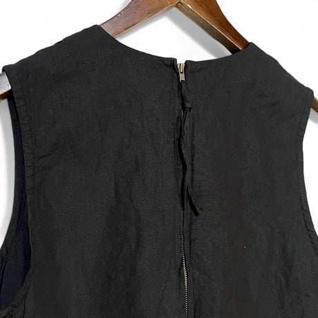 TigreBrocante"high density linen v-neck box salopette"(black)women's