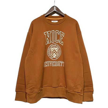 H.UNIT "NICE college crewneck sweat"(camel) unisex