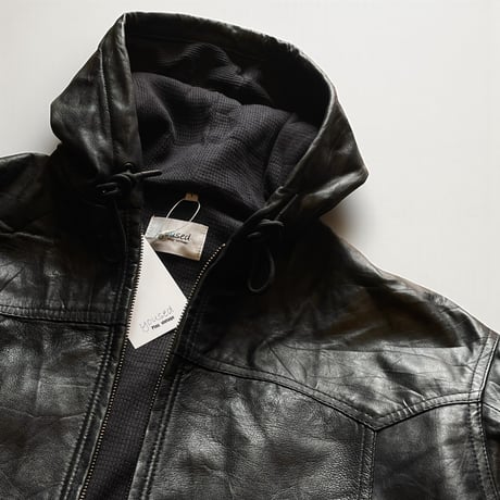 yoused"remake leather  thermal parka"(black)unisex