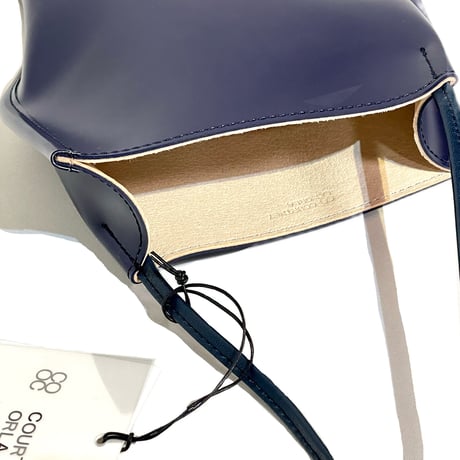 Courtney orla "slope tote mini" PVC×LEATHER (navy×ivory)