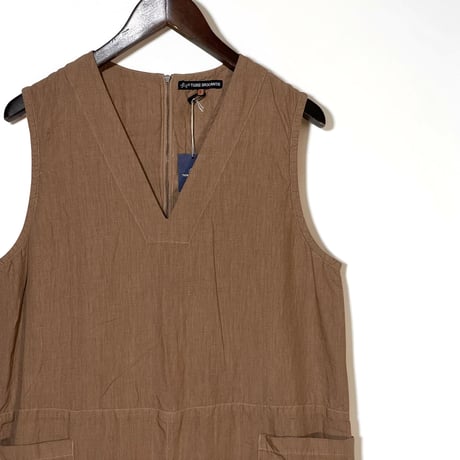 TigreBrocante"high density linen v-neck box salopette"(beige)women's