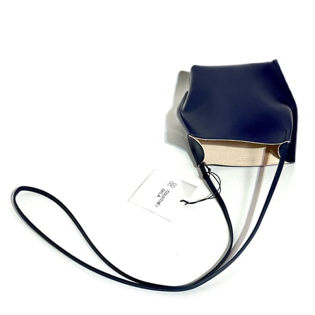 Courtney orla "slope tote mini" PVC×LEATHER (navy×ivory)