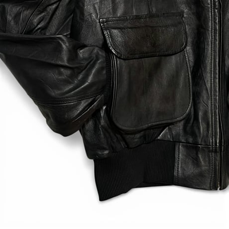 yoused"remake leather  thermal parka"(black)unisex