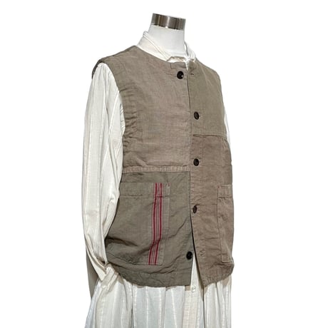 TigreBrocante"Re euro linen sheets mix open pocket vest"(mocha)women's