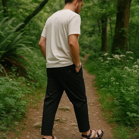 Slow Hands"nylon×polyester starch Morocco pants"(black)unisex