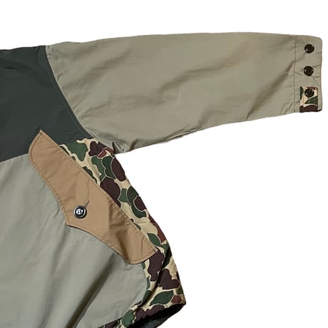 H.UNIT "Nylon ripstop switching anorak hoodie"(khaki) unisex