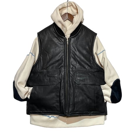 yoused"Remake rib collar down vest"(black)unisex