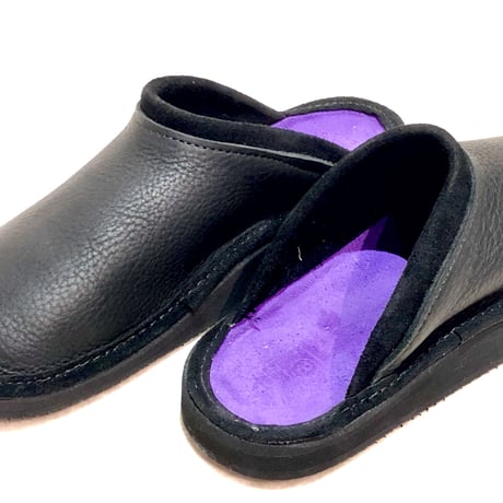 SANDALMAN "slipper" (bull hide black&purple) men's