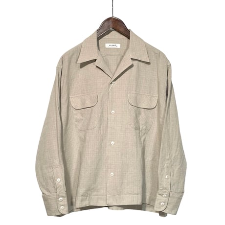 H.UNIT"C/L check open collar long sleeves shirt"(beige) unisex