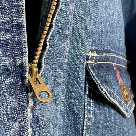 H.UNIT "denim zip work jacket used wash" (indigo) unisex