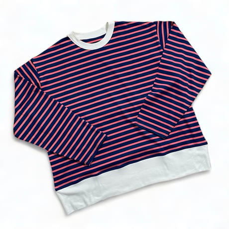 H.UNIT "border jersey stitch long sleevesT"(blue×pink) unisex