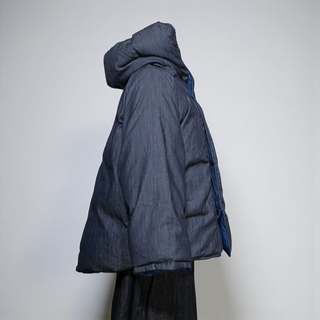 Slow Hands "poncho down parka reversible"(denim×blue)r