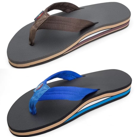 RAINBOW SANDALS"double layer classic rubber soft top"(brown)men's