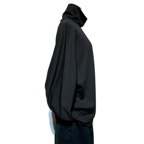 Linen ya"cotton×silk dolman sleeve high neck"(black)women's