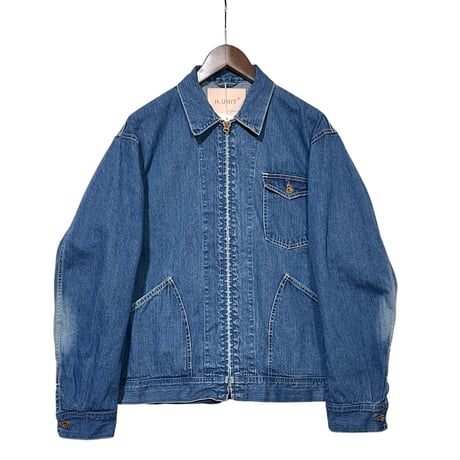 H.UNIT "denim zip work jacket used wash" (indigo) unisex