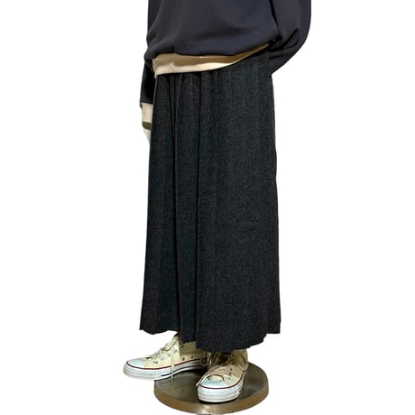 Linen ya"wool pleats skirt"(gray)women's