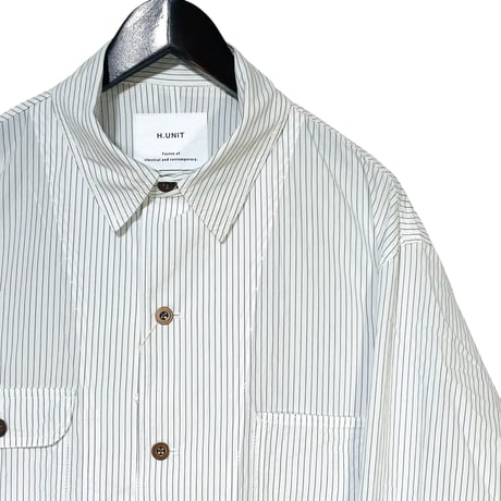 H.UNIT "stripe shirtalls" (white) unisex