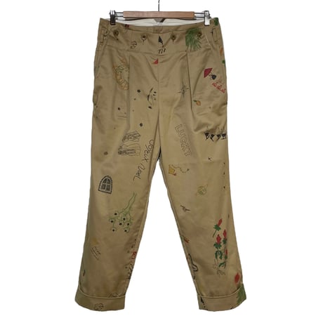 ASEEDONCLOUD"school memorial print study uniform slacks"(beige) unisex