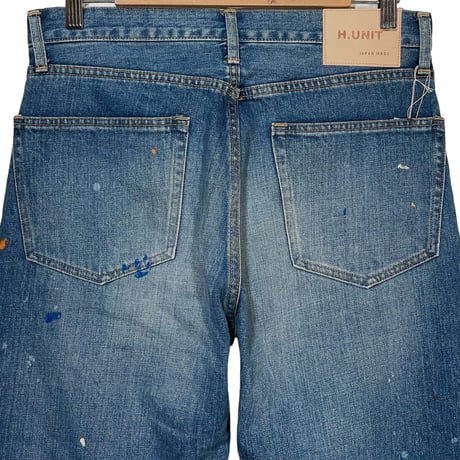 H.UNIT"13.5oz denim paint 5P used wash"(indigo) unisex