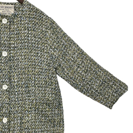 TigreBrocante"ribbon tweed collarless coat"(green)women's