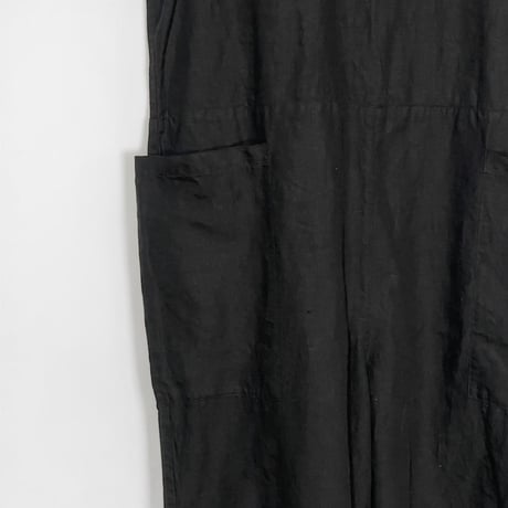 TigreBrocante"high density linen v-neck box salopette"(black)women's