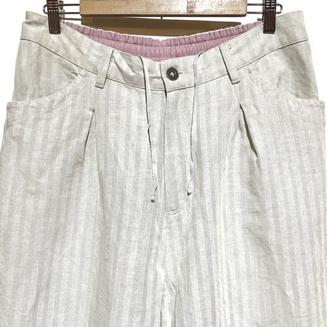 SlowHands”linen×cotton herringbone poofy pants"(natural)unisex