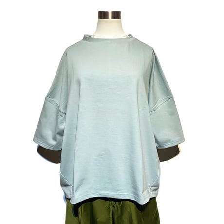 Linen ya"delave quater sleeve T-shirs"(grayish blue)women's