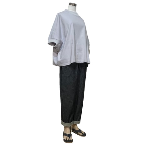Linen ya"空紡糸度詰め T-shirts"(ice gray)women's