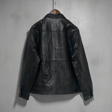 yoused"sports leather jacket"(black)unisex
