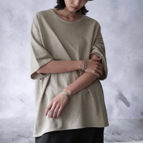 COLINA "CAPERTICA Linen Heavy Jersey / Asymmetry Tee (natural)unisex