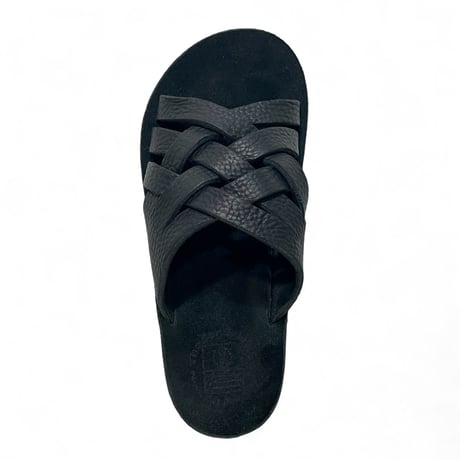 SANDALMAN "weave" bullhide×suede ripple sole (black) unisex