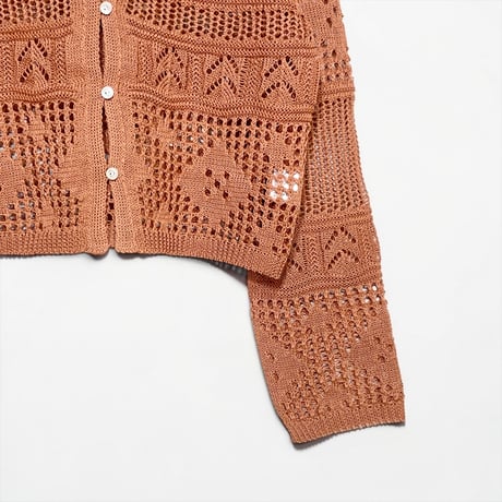 ASEEDONCLOUD"family tradition knit tops Filet lace Cardigan"(orange)women's