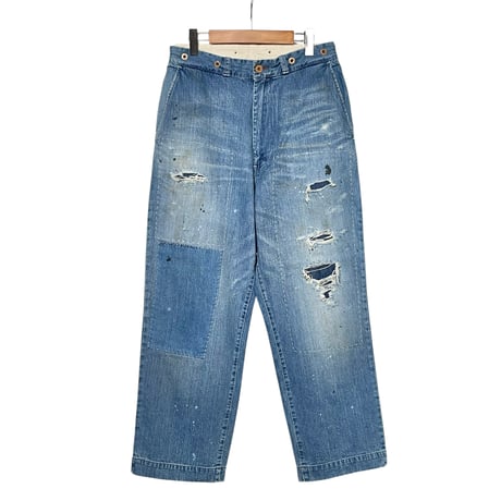 H.UNIT "denim work trousers customize" (indigo) unisex