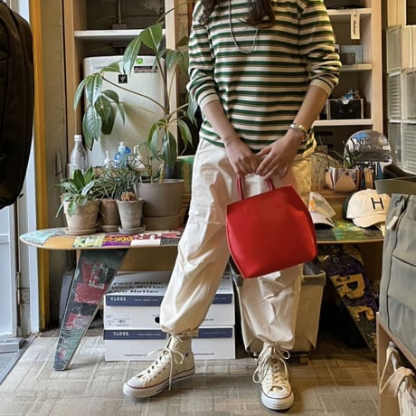 Courtney orla "slope tote S" PVC×LEATHER (black×ivory)