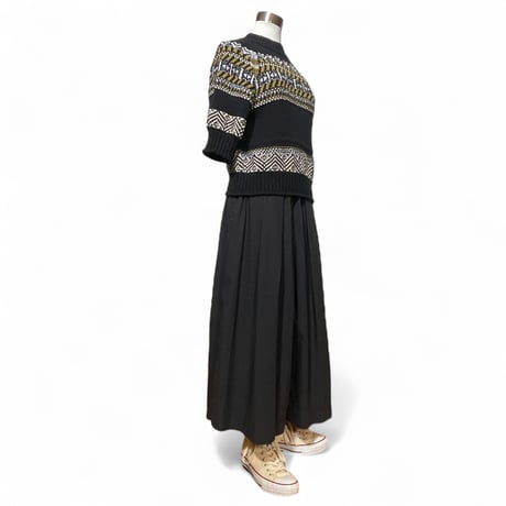 TigreBrocante"80typewriter big tuck culottes“(navy)women's