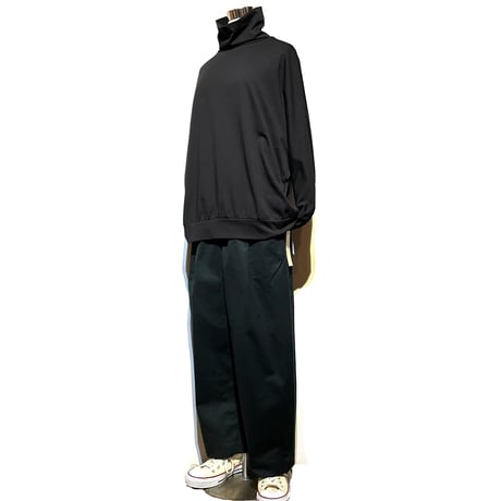 Linen ya"cotton×silk dolman sleeve high neck"(black)women's