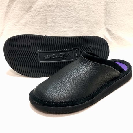SANDALMAN "slipper" (bull hide black&purple) men's