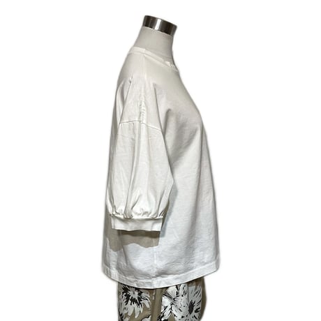 TigreBrocante"アルビニコットン天竺 ギャザー 6分袖 T"(white)women's