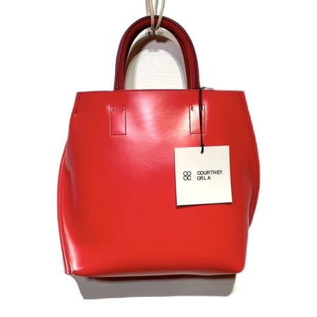 Courtney orla "slope tote S" PVC×LEATHER (red×camel)