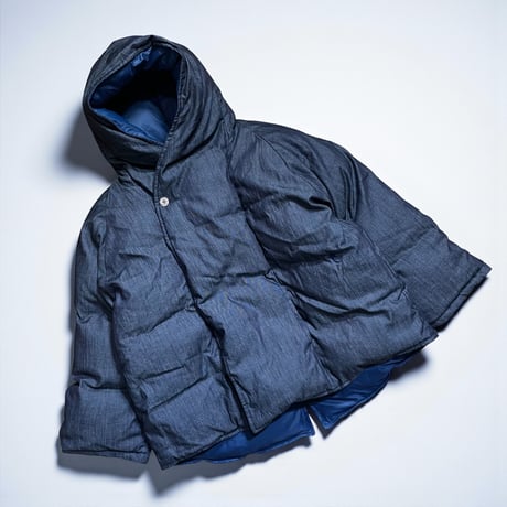 Slow Hands "poncho down parka reversible"(denim×blue)r